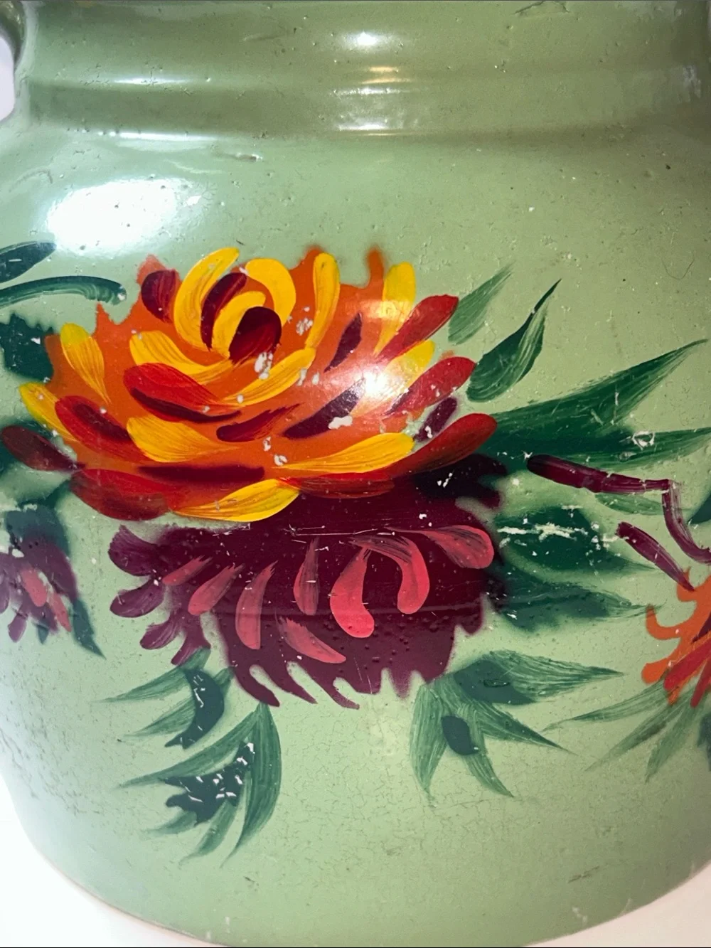 1930’s/40’s Hand Painted Unmarked Ransburg Stoneware Cookie Jar or Crock